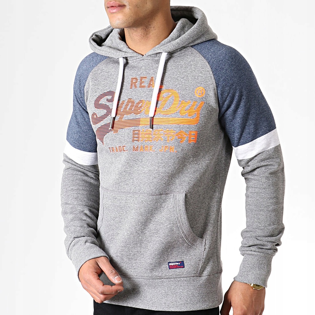 SUPERDRY SZARA BLUZA MĘSKA Z KAPTUREM__XS