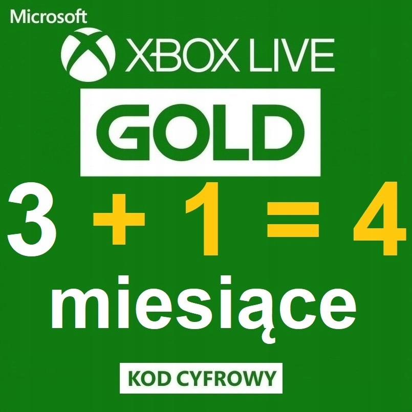 XBOX LIVE GOLD PL 3+1=4 Miesiące KLUCZ DIGITAL KOD