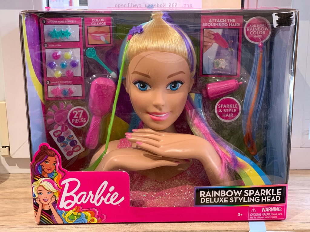 Barbie Deluxe głowa do stylizacji tęczowe włosy