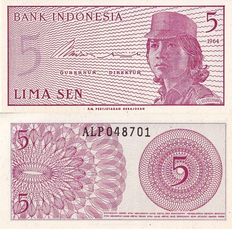 INDONEZJA - 5 SEN - 1964 - P 91 - UNC + GRATIS *NN