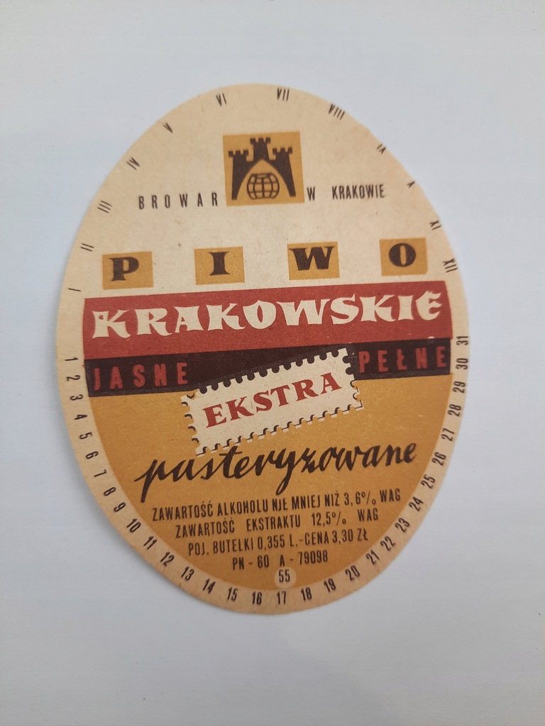 Etykieta piwo krakowskie Browar Kraków