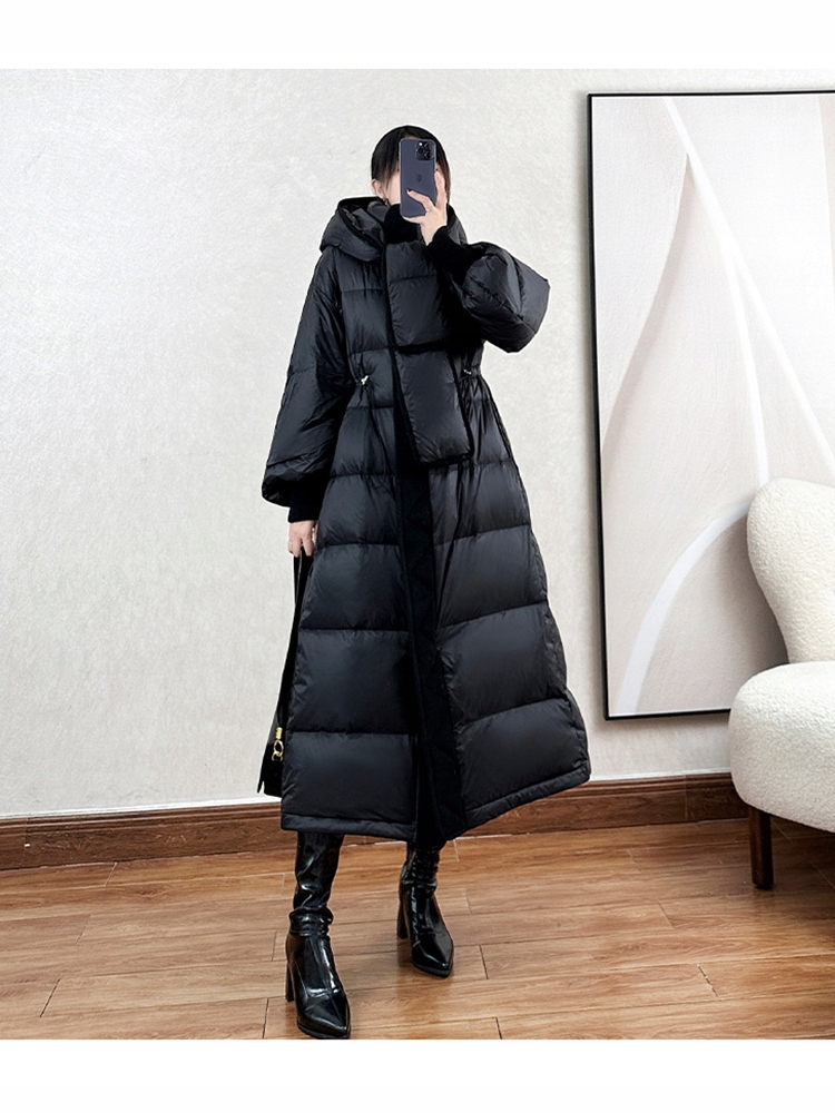 Winter Long Thick Down Jacket for women with hoode