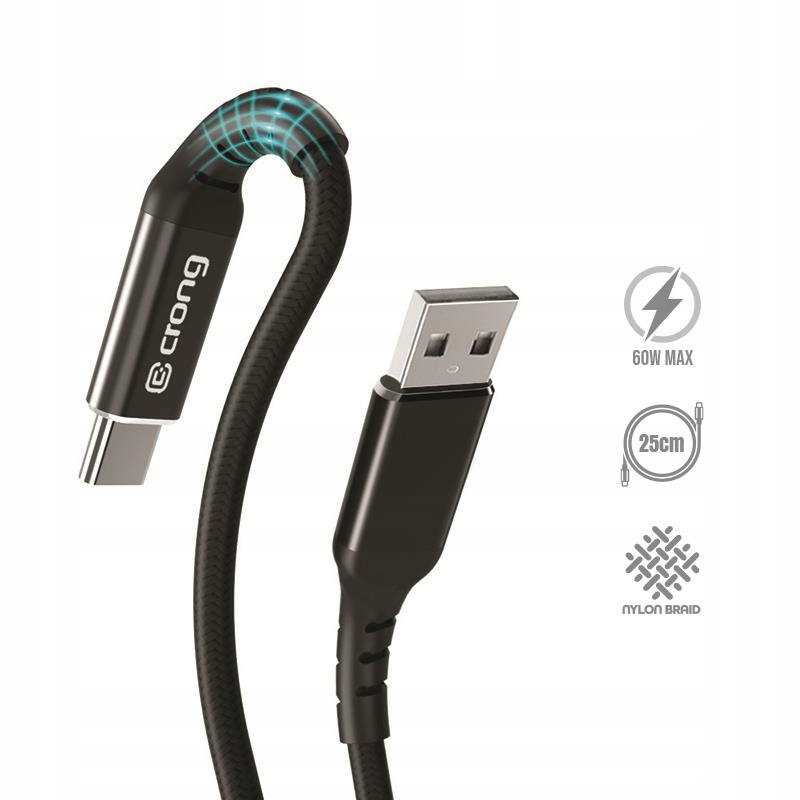 Crong Armor Link - Kabel 60W 3A USB-A do USB-C Power Delivery Fast Charging