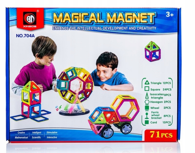 Kolorowe klocki magnetyczne MAGICAL MAGNET 71 SZT.