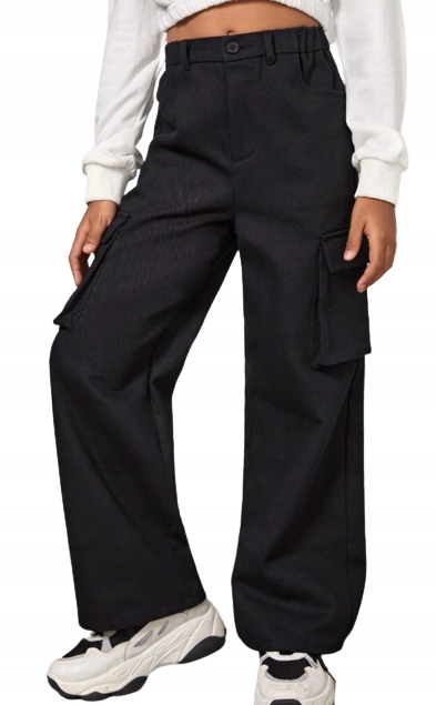 SHEIN CZARNE PROSTE SPODNIE DZIEWCZĘCE 11-12 VBA