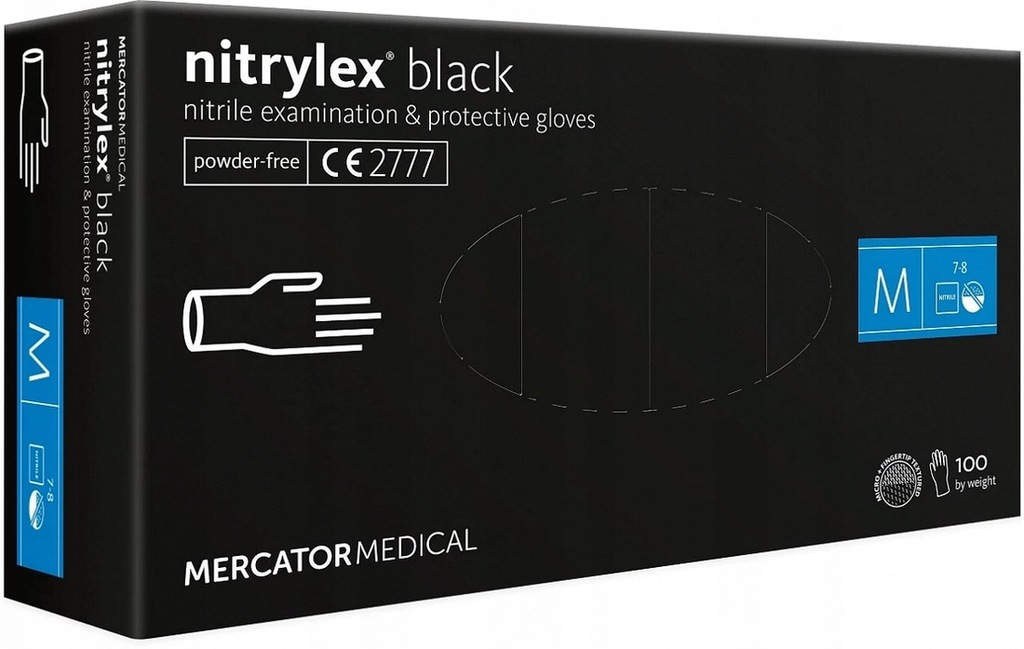 Mercator Black Rękawiczki nitrylowe czarne M 100sz