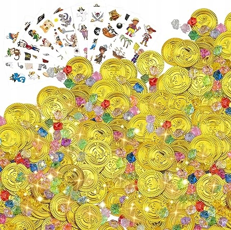 Monety Tatuaże Skarby Pirackie do Zabawy w Piratów dla Dzieci Zestaw
