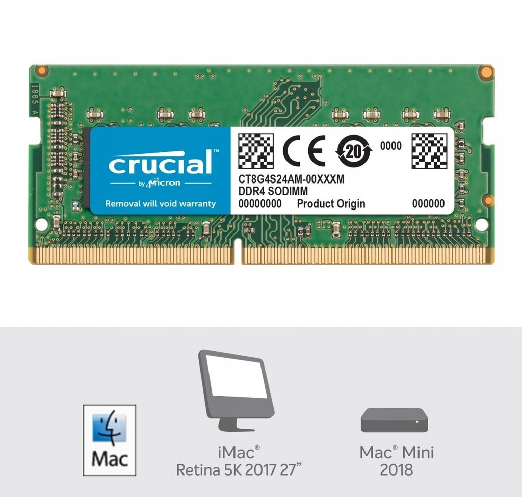 Pamięć DDR4 SODIMM do Apple Mac 8GB1*8GB/2400 CL17 8bit