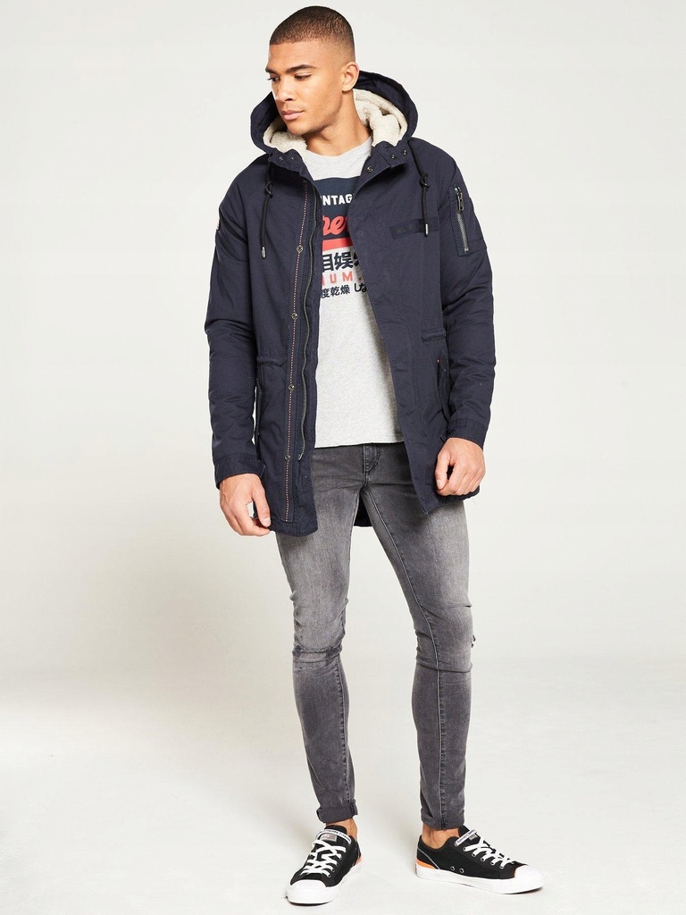 SUPERDRY__XDK GRANATOWA KURTKA PARKA MĘSKA__S