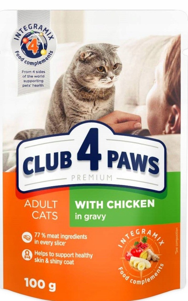 Club 4 Paw | Adult | Mokra karma dla kotów | Kurczak w sosie 100g