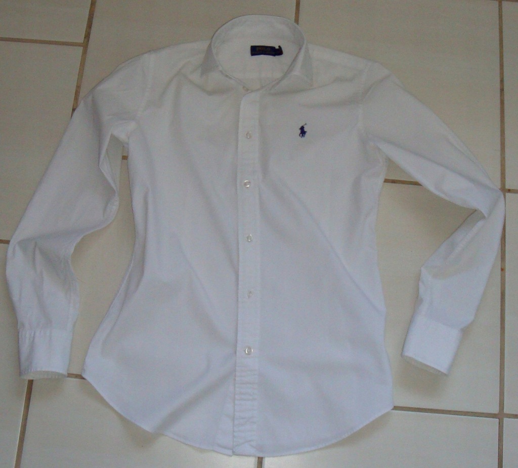 Ralph Lauren biała taliowana koszula S,M logo BDB+
