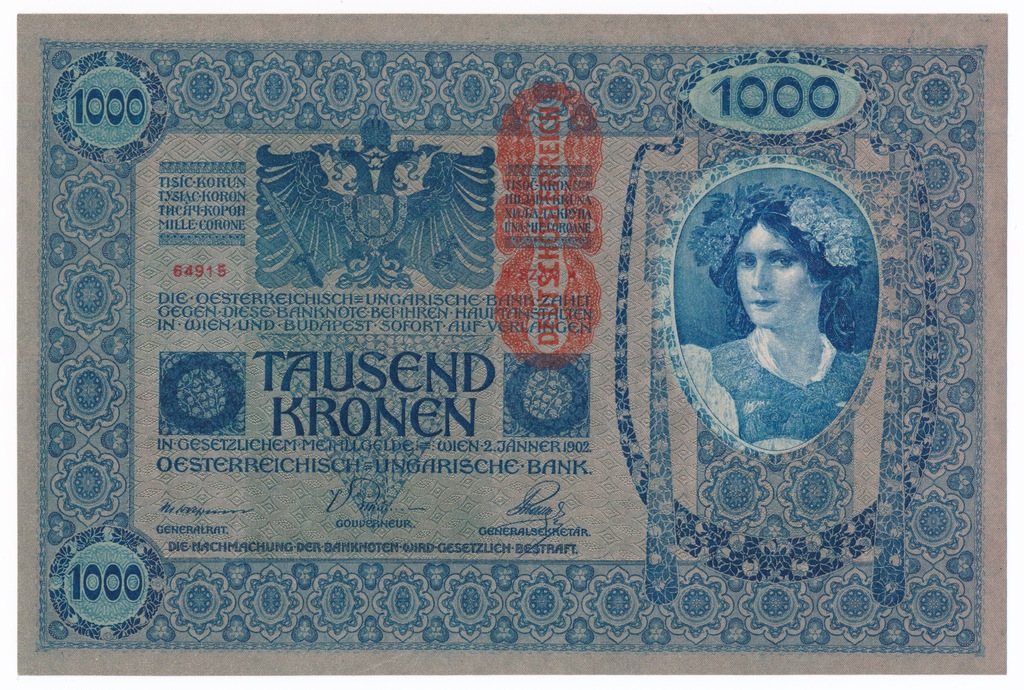 Austria, 1000 koron 1919 (1902), st. 1