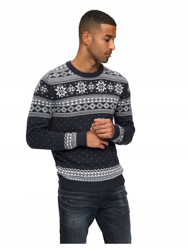SELECTED sweter świąteczny męski norweski XL