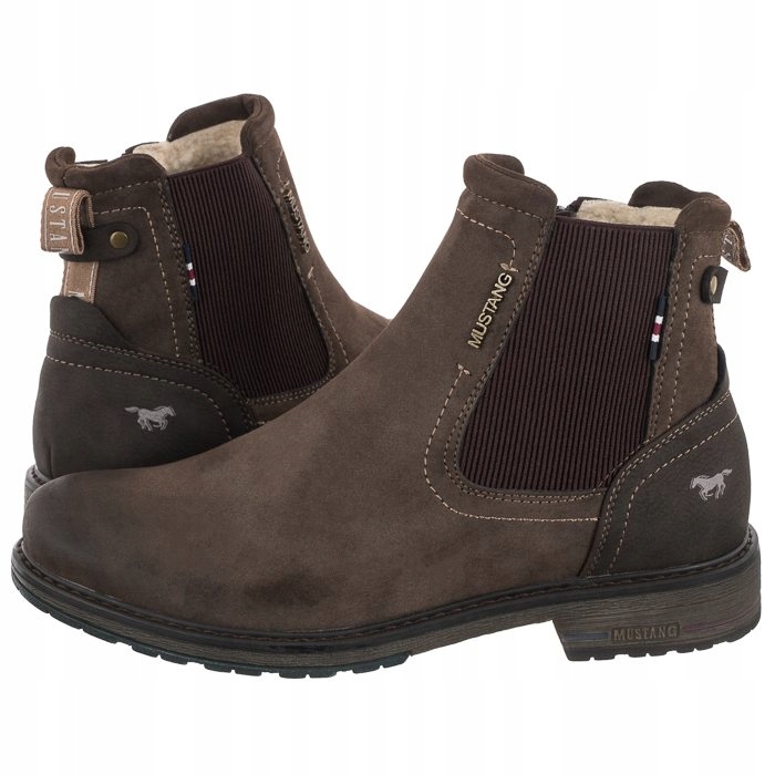 Buty Męskie Sztyblety Zimowe Mustang Kawowe 51A062