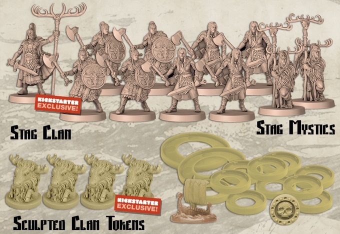 BLOOD RAGE KICKSTARTER Stag Clan + żetony itp