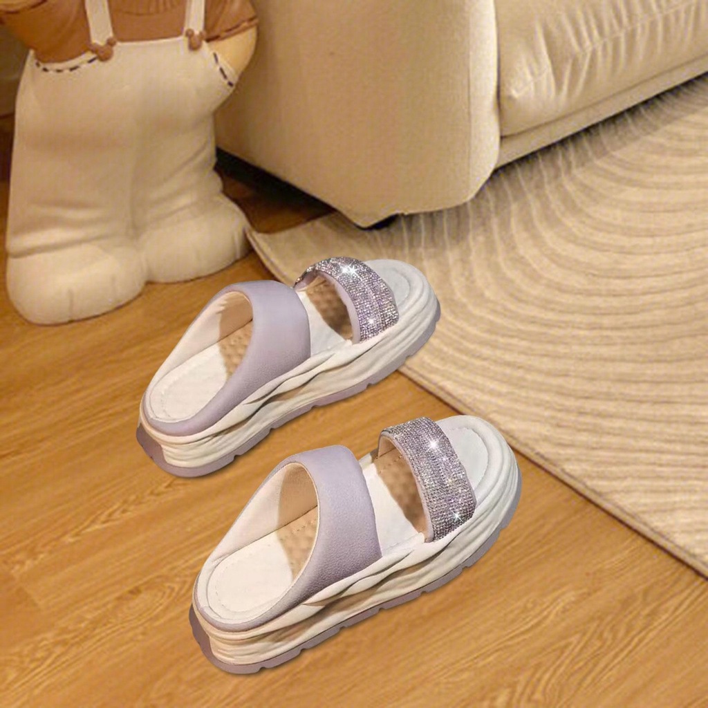 Women Sandals House Slippers Summer Shoes Sequins Female Casual Slippers 38