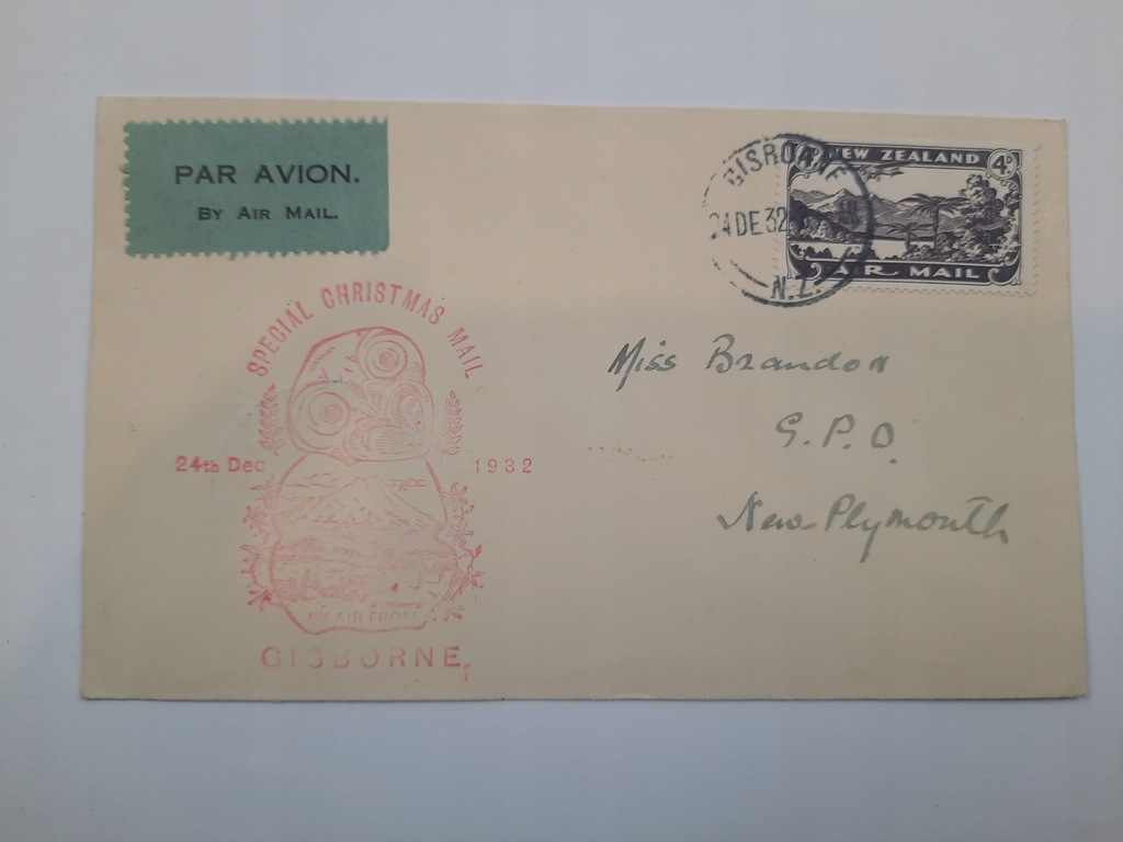 P. Lotnicza Special Chrismtas Mail Gisborne 1932