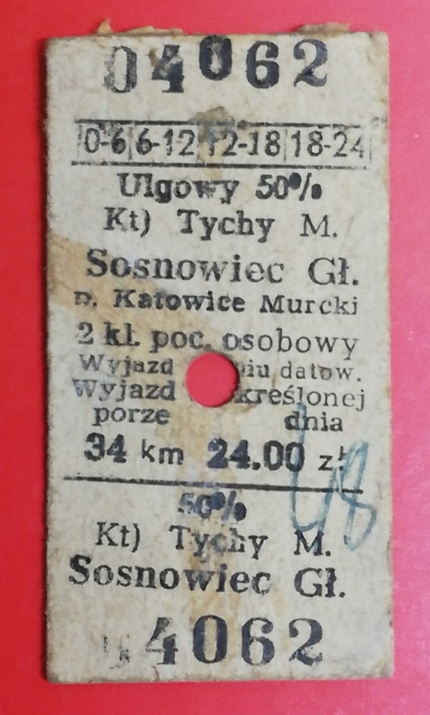 Tychy Miasto - Sosnowiec Główny Bilet PKP
