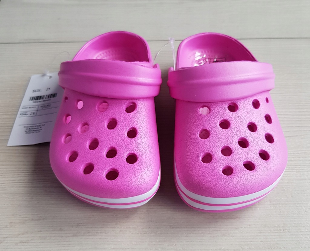 Klapki dziewczęce różowe typu Crocs r.25 NOWE