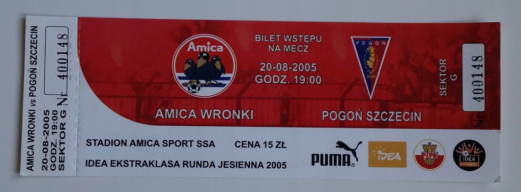 Bilet Amica Wronki - Pogoń Szczecin 20.08.2005