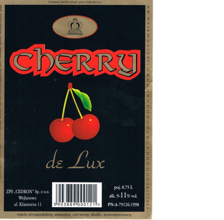 Naklejka etykieta "wina" CHERRY