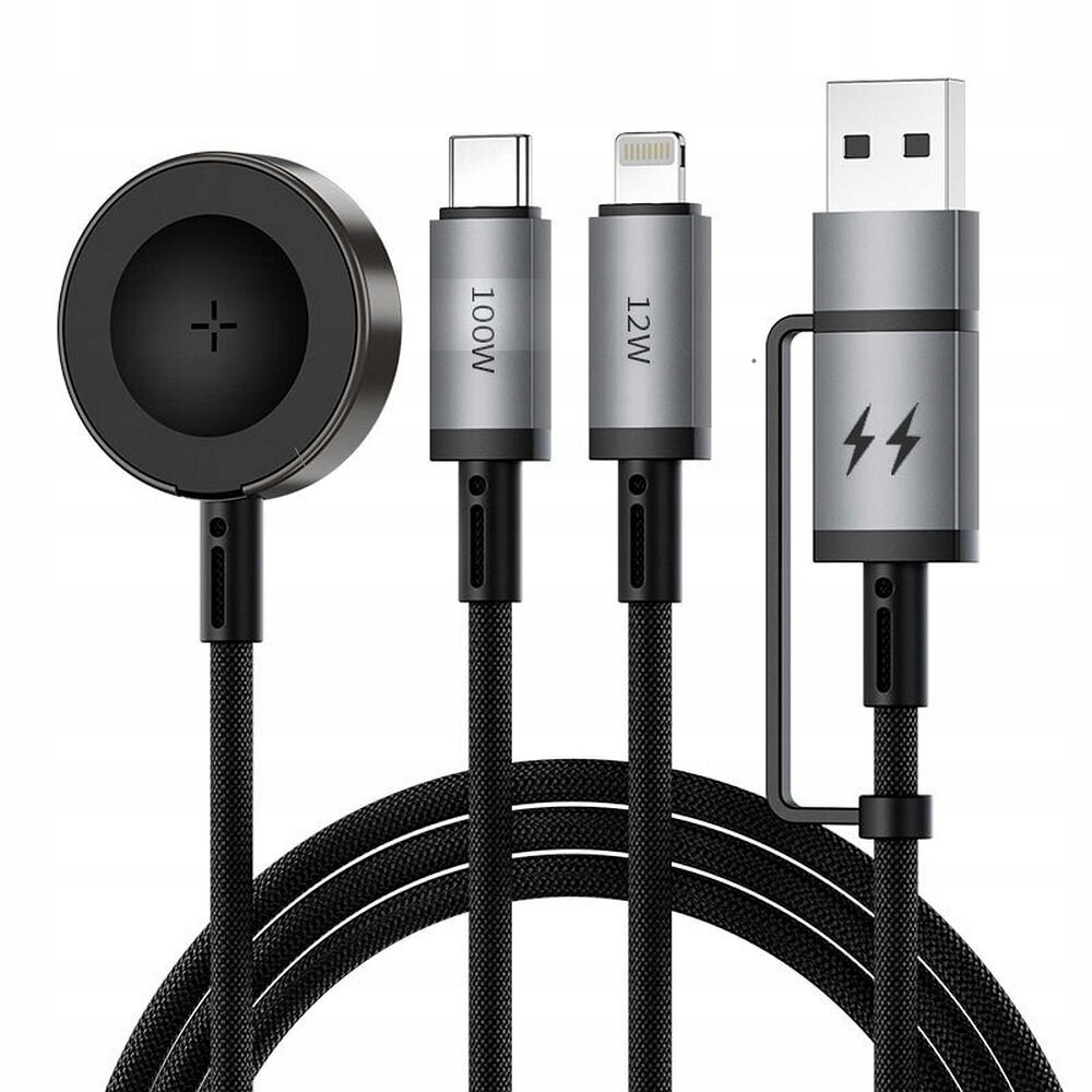 WiWU Kabel USB 5w1 USB - USB-C, Lightning, ładowarka bezprzewodowa 100W