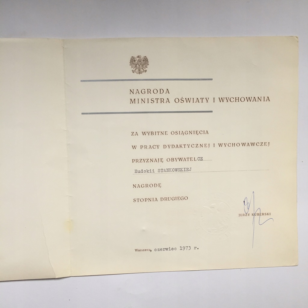 Nagroda Ministra Oświaty i Wychowania PRL 1973