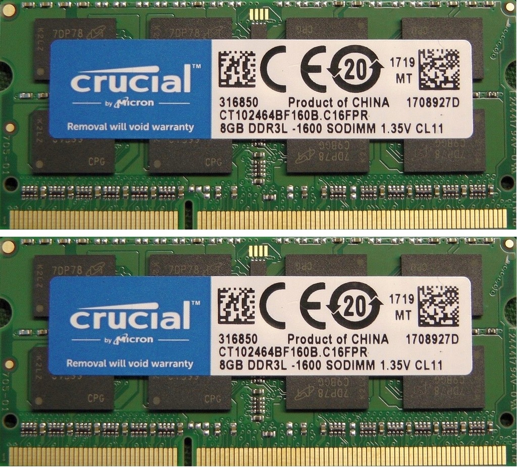 CRUCIAL 2x8=16GB PC3L-12800S CT102464BF160B.C16FPR