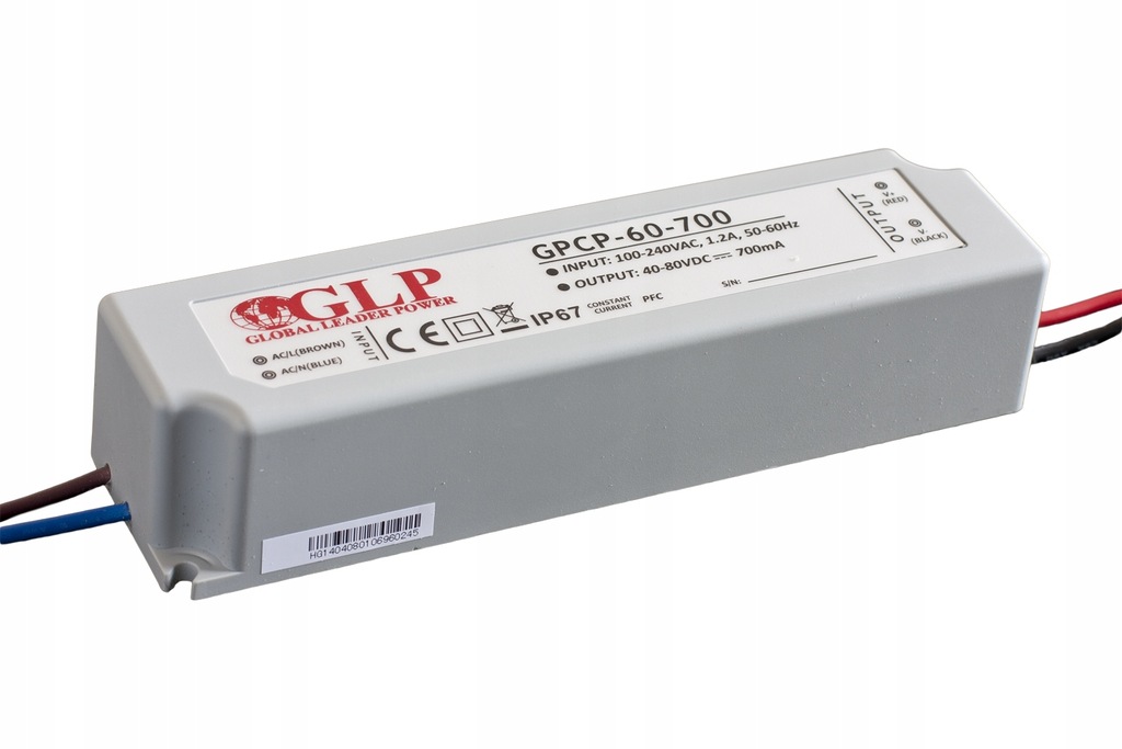 ZASILACZ LED WODOODPORNY GLP 60W 0.7A 40V-80V IP67 GPCP-60-700