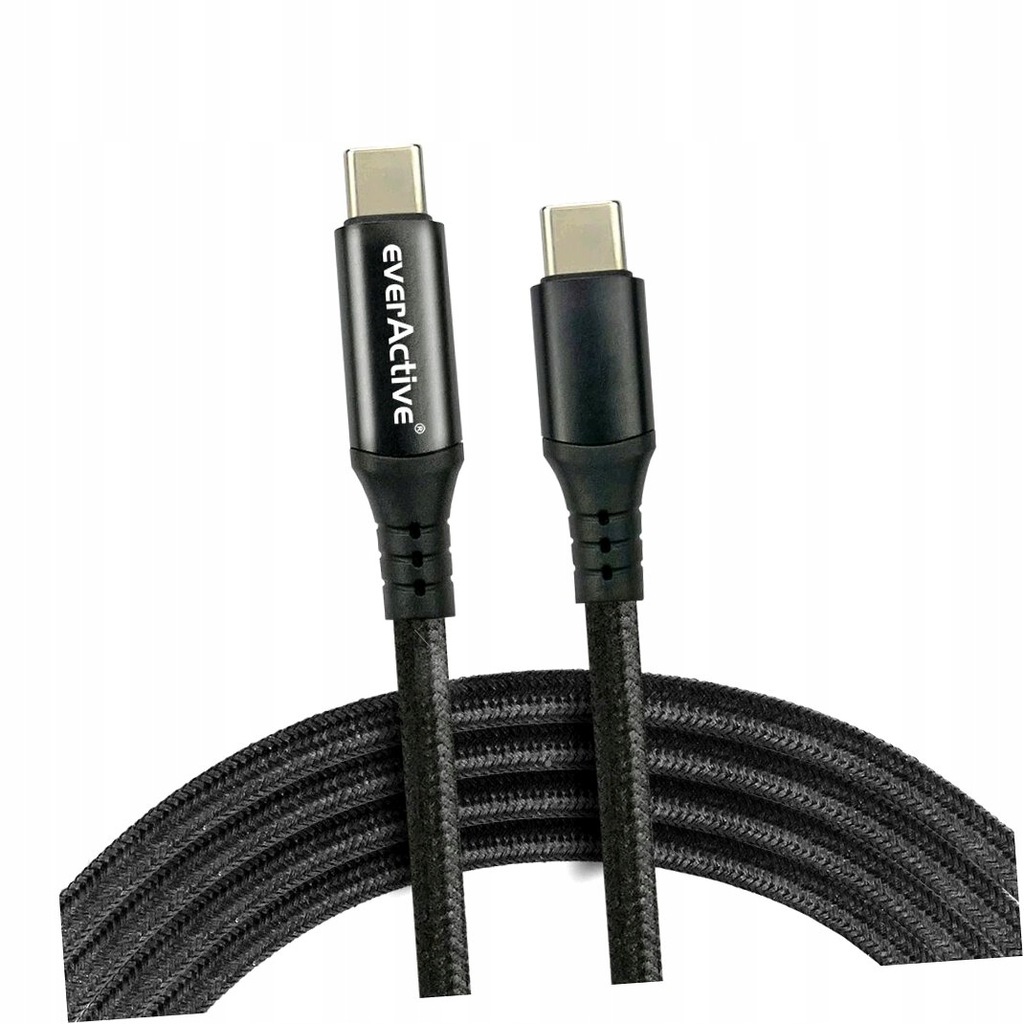 MARKOWY KABEL USB-C - USB-C 2M EVERACTIVE OPLOT 100W QC PD Z WYŚWIETLACZEM