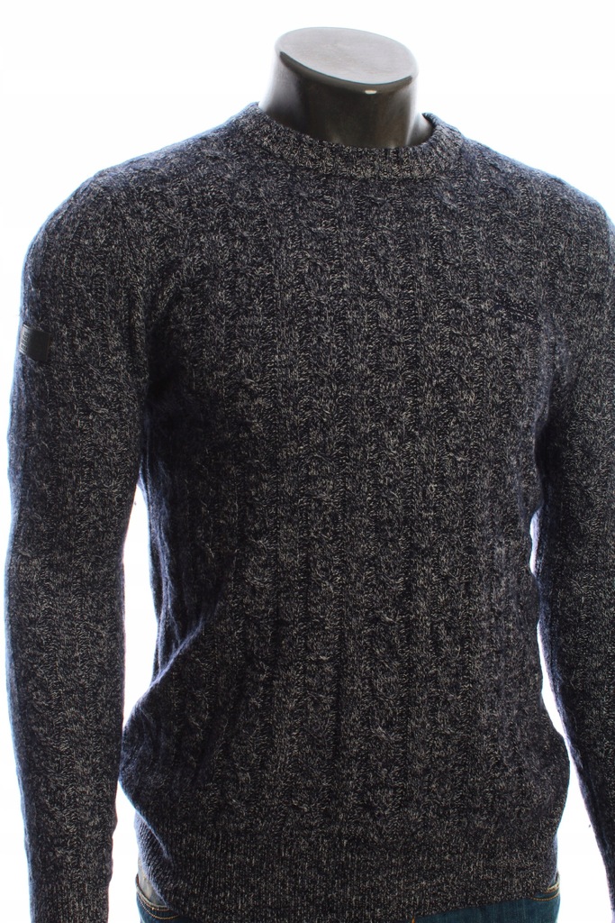 SUPERDRY Sweter 60% wełna lambswool stylowy | L