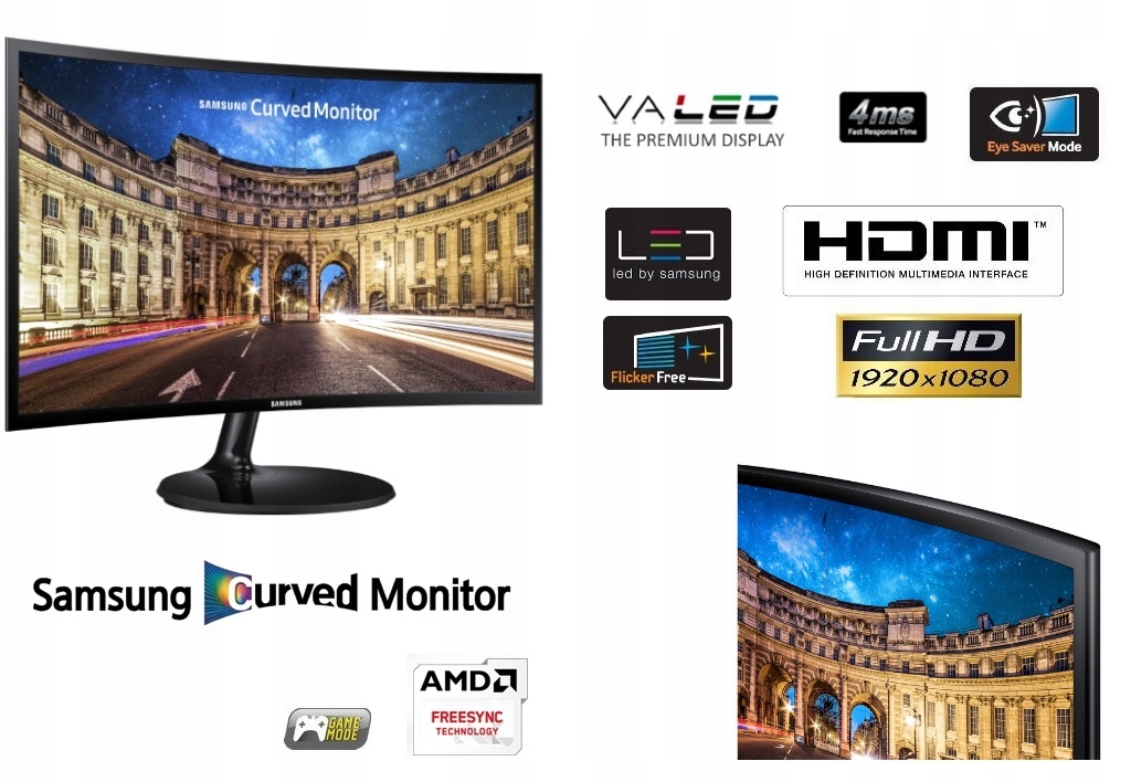 Купить Изогнутый Samsung C27F390FHUX VA 4 мс HDMI ИЗОГНУТЫЙ: отзывы, фото, характеристики в интерне-магазине Aredi.ru