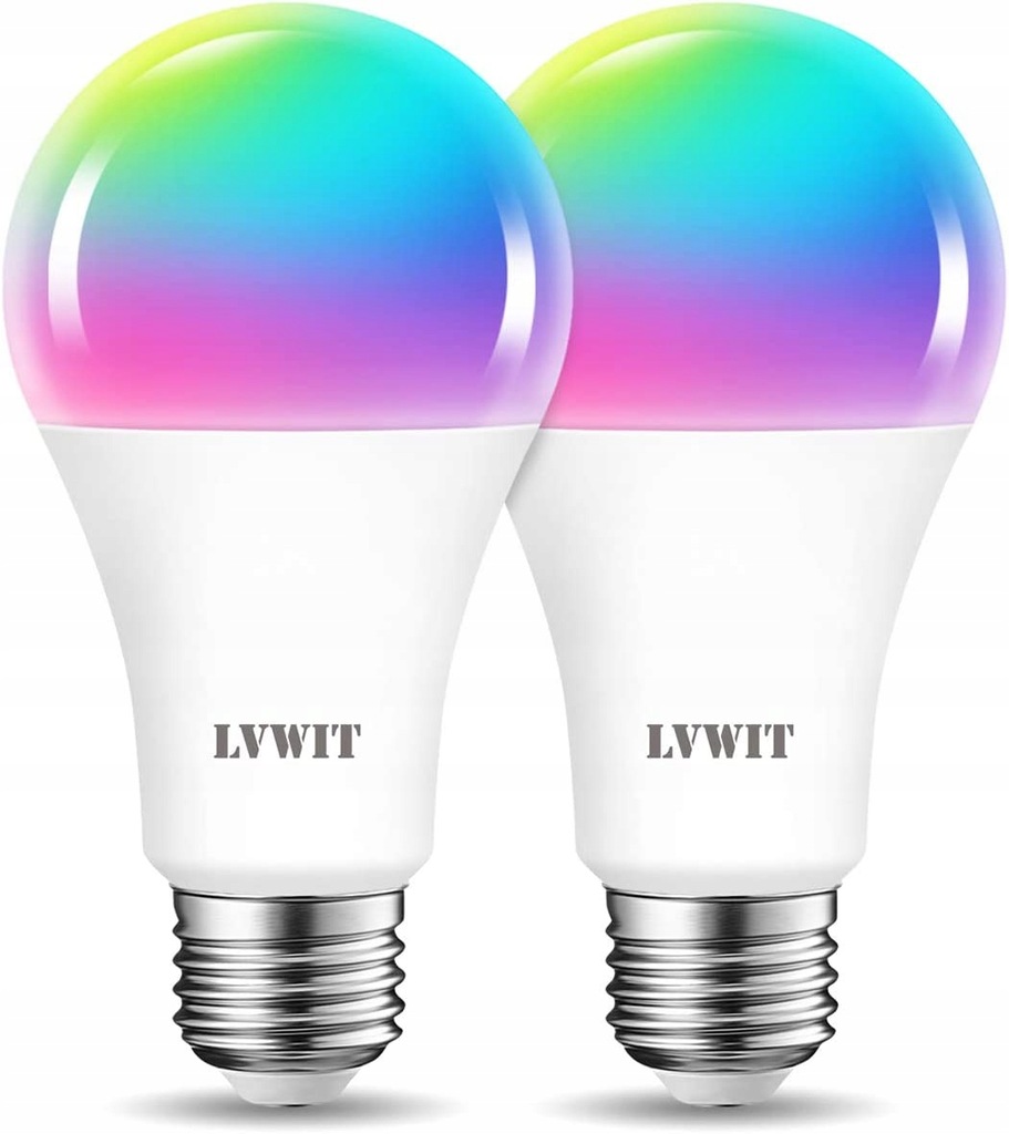 LVWIT 2SZT ŻARÓWKA LED E27 RGB 12W WIFI APLIKACJA