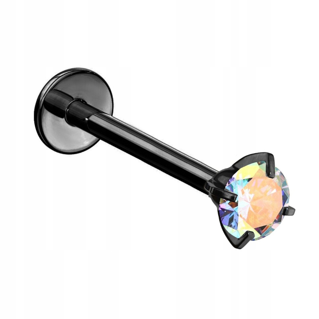 Kolczyk Labret z kryształkiem lobe helix 1,2/10/3 opalizujący