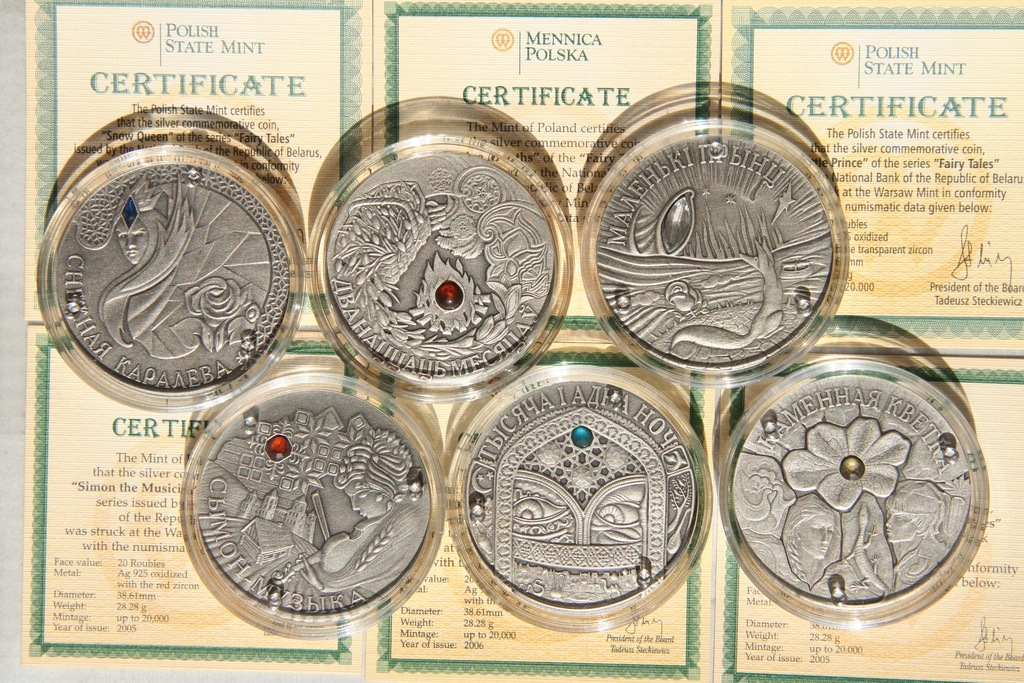 Zestaw 6 Bajek Białoruskich 20 Rubli z kryształami