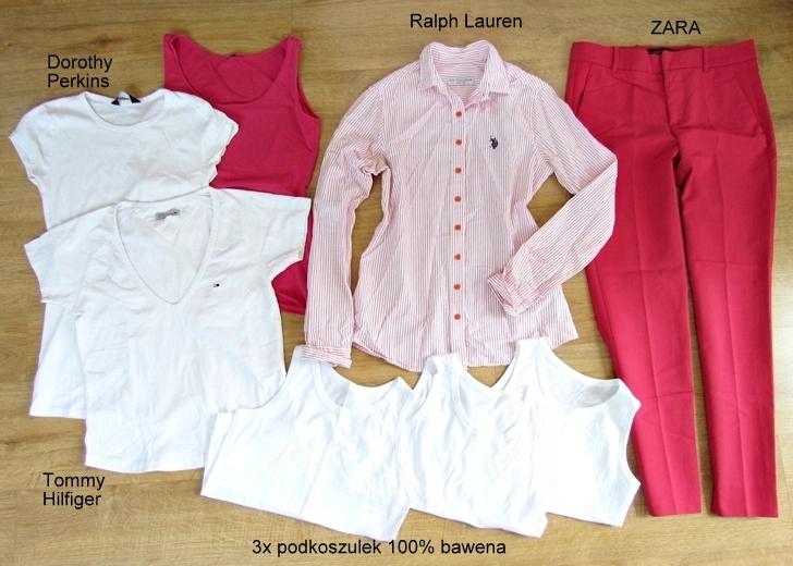 ZESTAW RÓŻOWO BIAŁY LAUREN HILFIGER ZARA 36 S