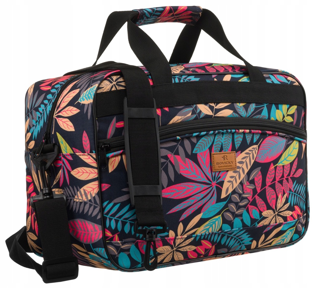 Torba podróżna Rovicky R-TL15608-7135 w kwiaty z uchwytem na walizkę