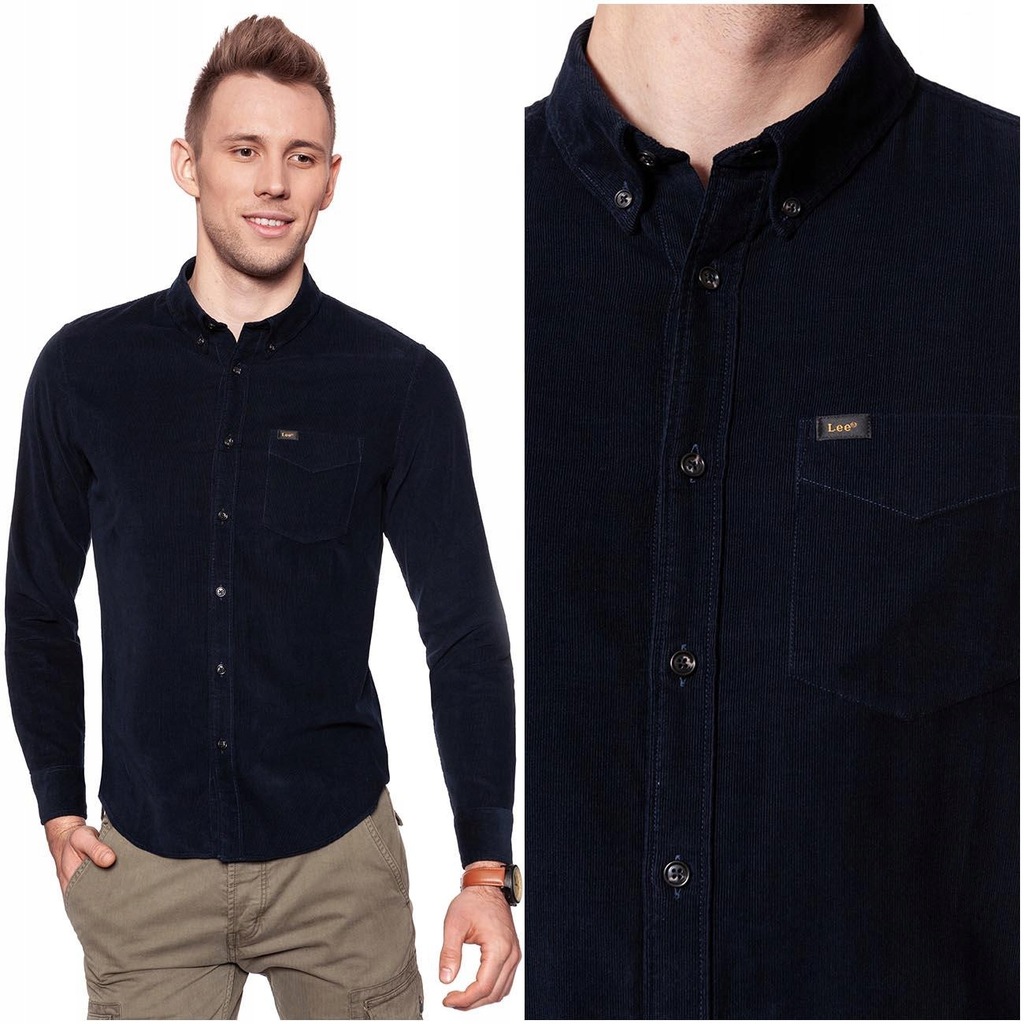 LEE SLIM BUTTON DOWN MĘSKA KOSZULA SZTRUKSOWA _ M