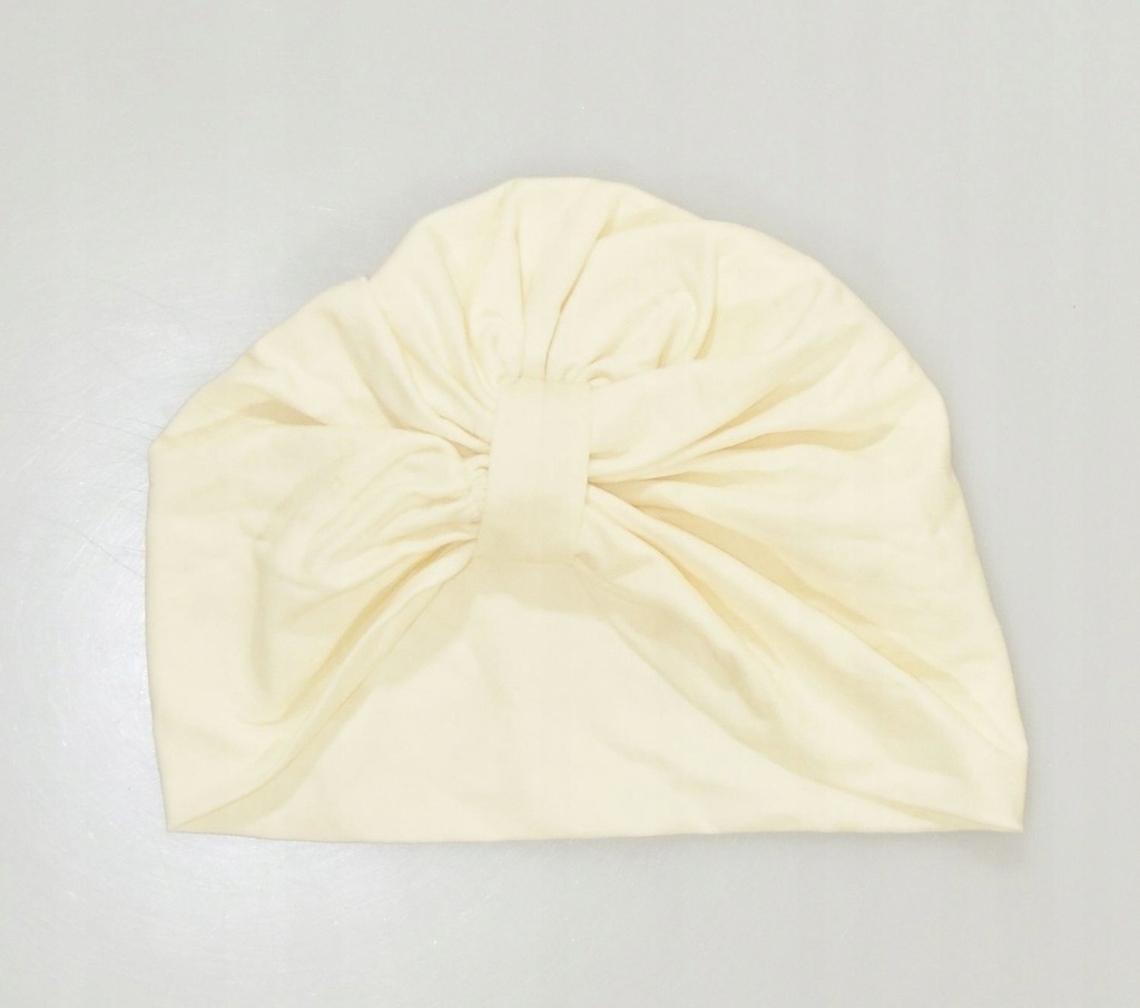 1-7118 KREMOWA CIENKA CZAPKA TURBAN