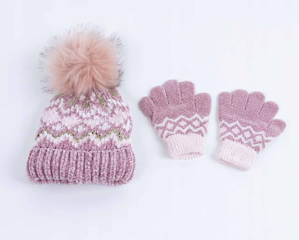 Czapka i rękawiczki Dziewczynka 3-4 y zimowa