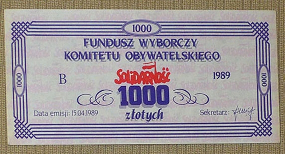 Cegiełka na Fundusz wyborczy Solidarność 1989