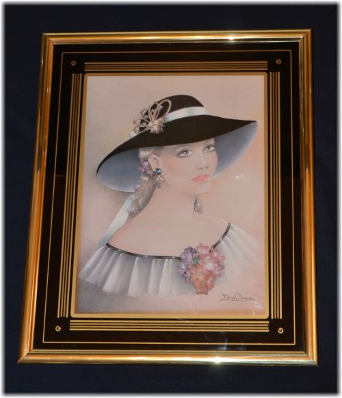 Wspaniała grafika obraz kobieta w kapeluszu -1027