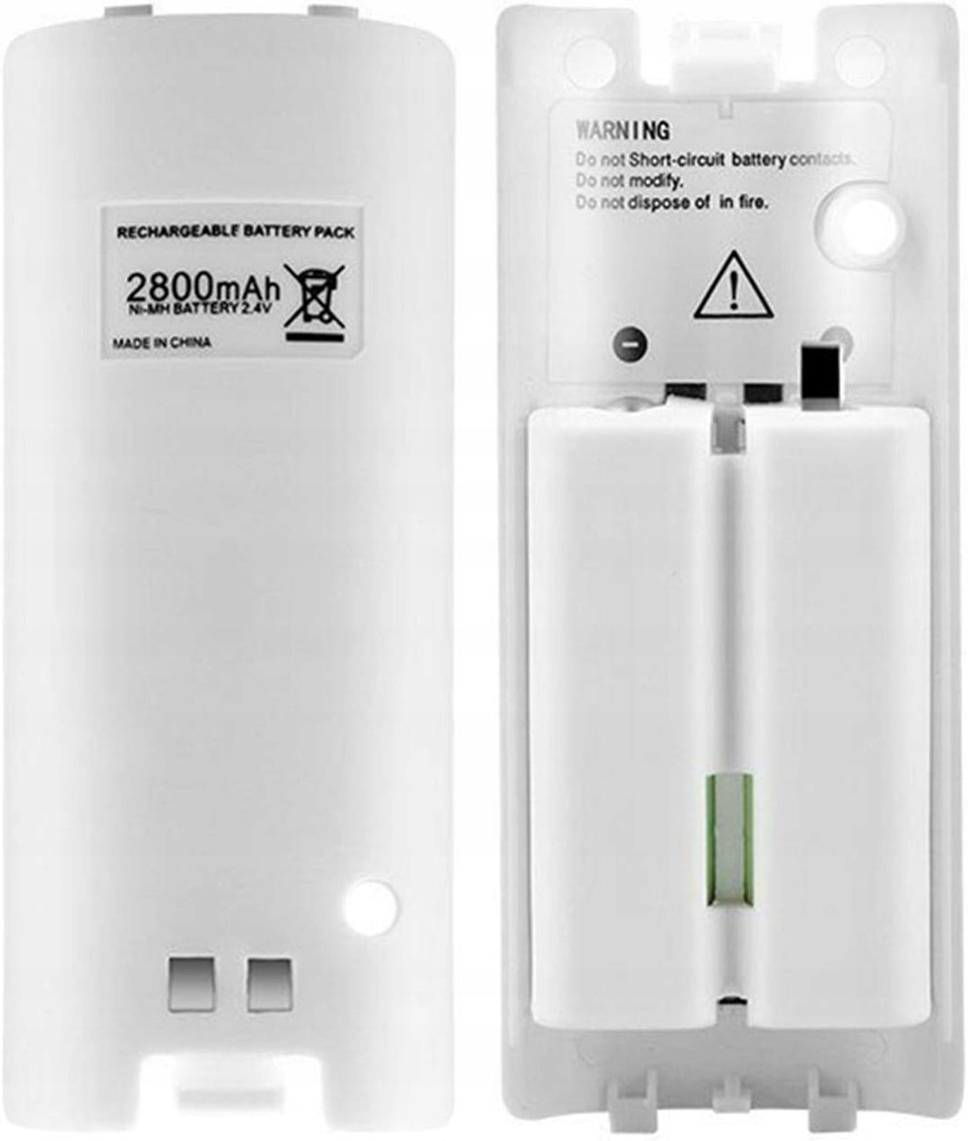 CICMOD 2x Pojemność 2800mAh Akumulator do Kontrolera Wii Pilot Biały