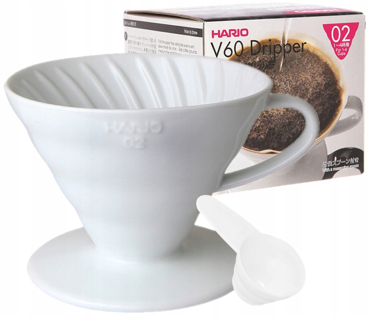 Dripper Drip do kawy HARIO V60-02 Biały Ceramiczny