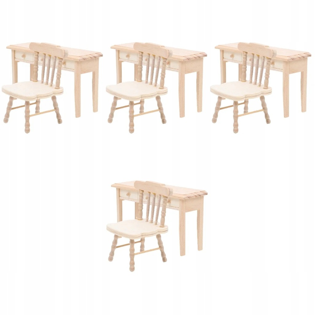 4 Sets Miniature Desk Chair Model Wooden Chair