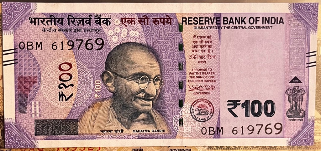 Indie 100 rupii 2018