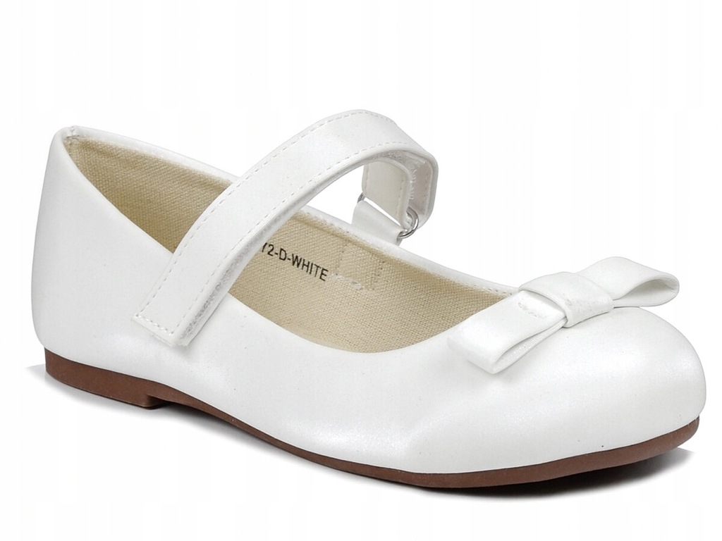 Buty komunijne dla dziewczynki białe wizytowe na wesele MissE 4772-D 36