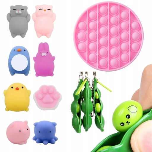 Zestaw PUSH BUBBLE Pop It MOCHI SQUISHY Toy BEAN