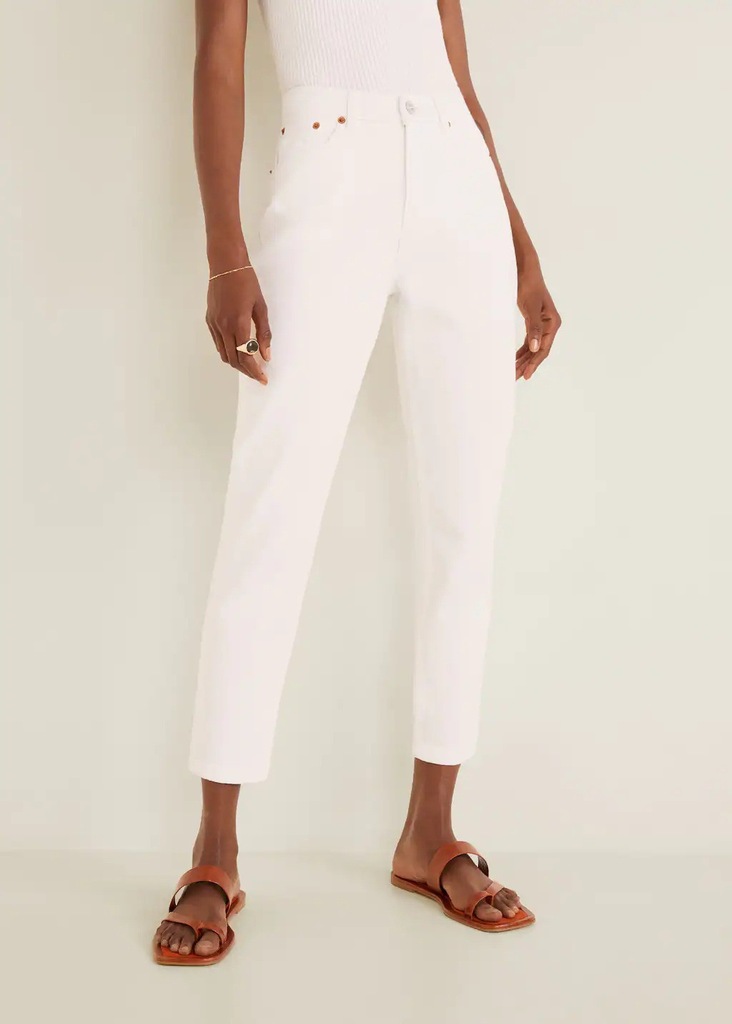 R35W006 SPODNIE MOM JEANS ECRU SLIM FIT MANGO 32 13701733616