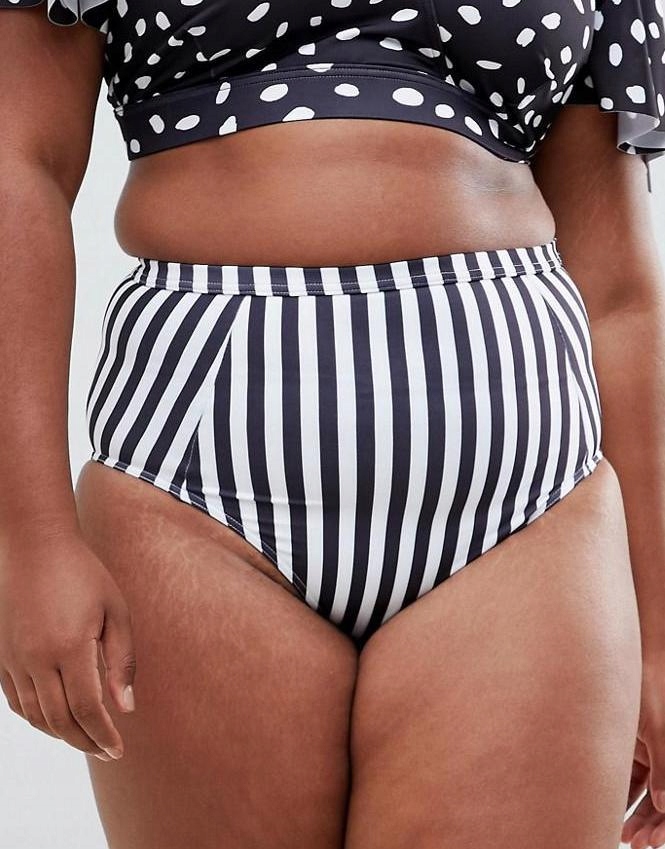 ASOS CURVE__XDI BIAŁY DÓŁ OD BIKINI W PASKI__50